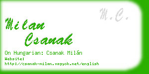 milan csanak business card